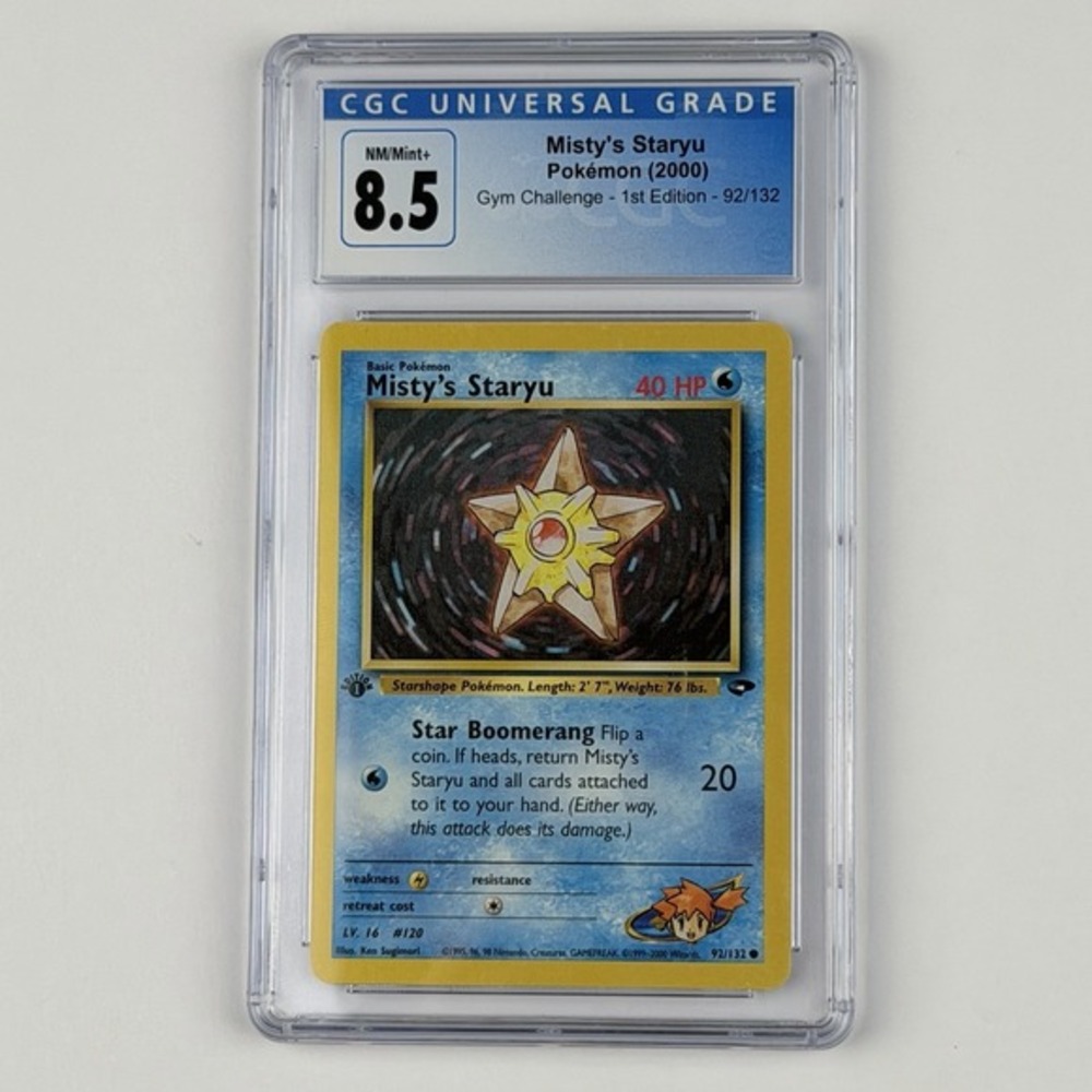 Misty's Staryu 1st Ed. 92/132 CGC 8.5 Blue Label TCG 2000 Pokemon Gym Challenge‎